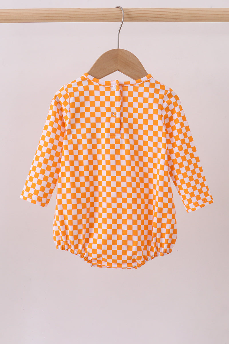 Orange Tennessee chiot nœud broderie à carreaux bulle