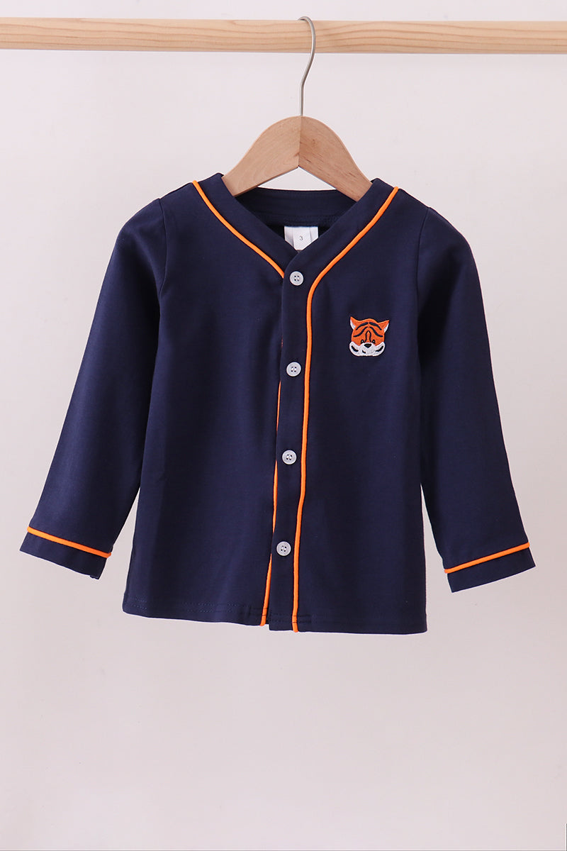 Gilet brodé tigre d'Auburn bleu marine premium