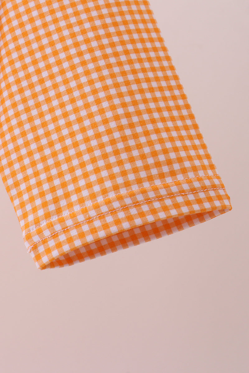 Haut à broderie orange de qualité supérieure en vichy du Tennessee