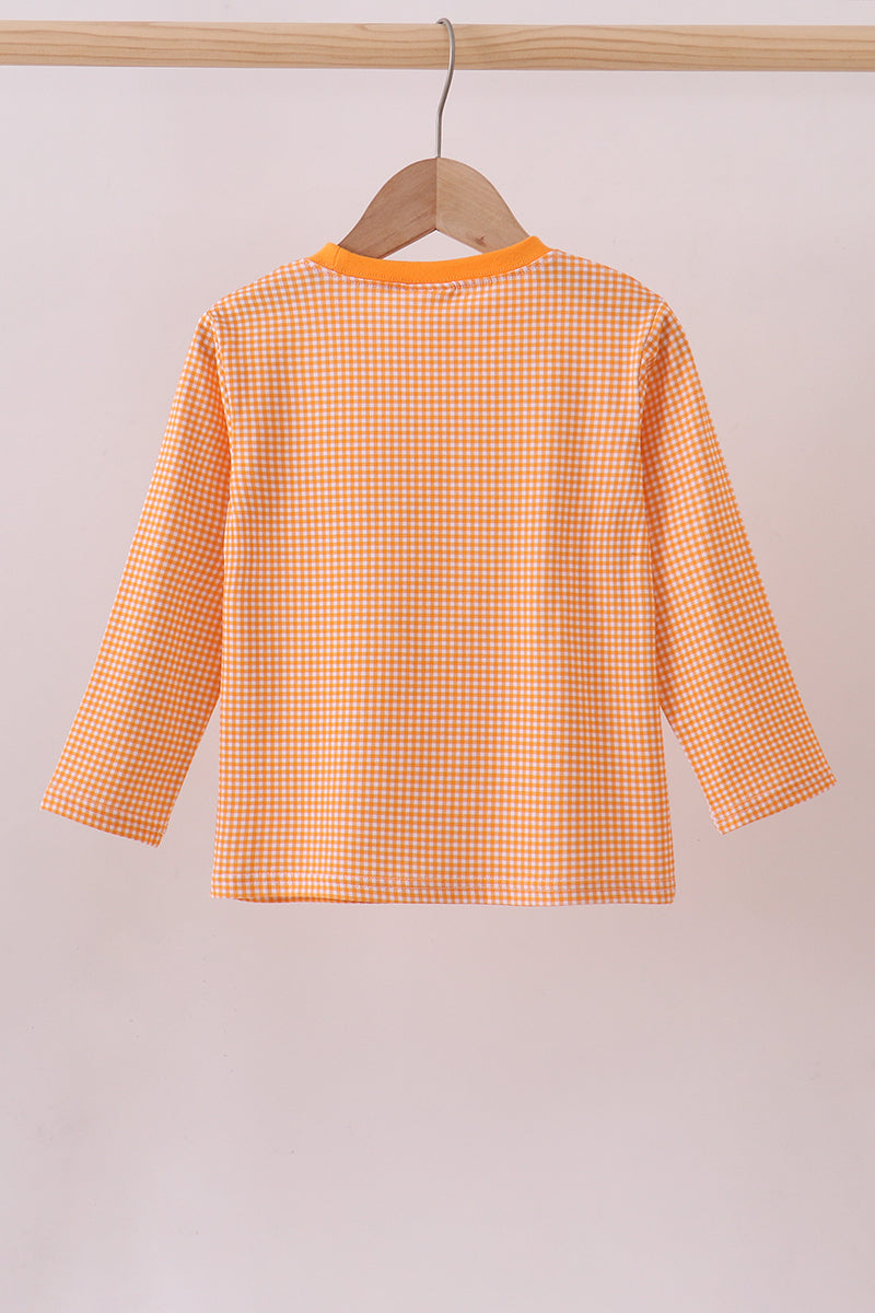 Haut à broderie orange de qualité supérieure en vichy du Tennessee