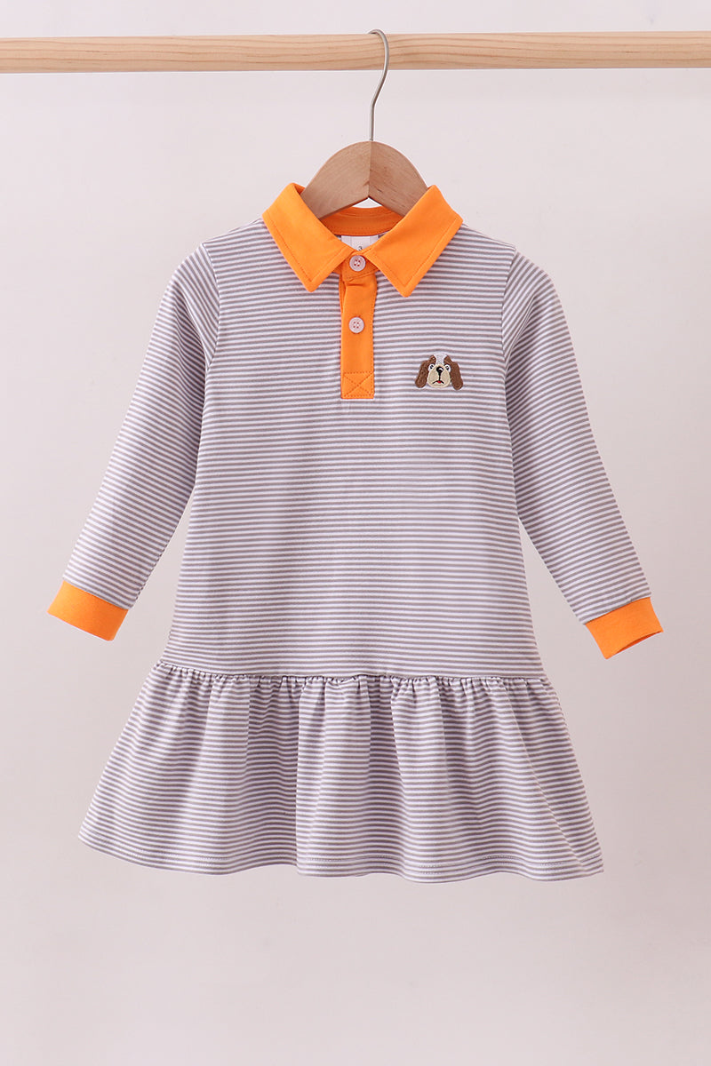 Robe brodée chiot à rayures orange et blanches du Tennessee de qualité supérieure