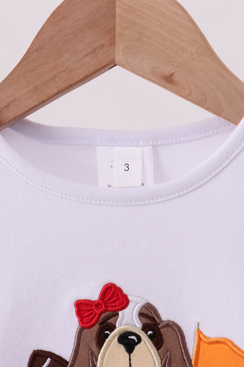 Haut en molleton blanc de première qualité avec appliqué chiot du Tennessee