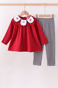 Premium Maroon Alabama elephant football embroidery gingham pants set