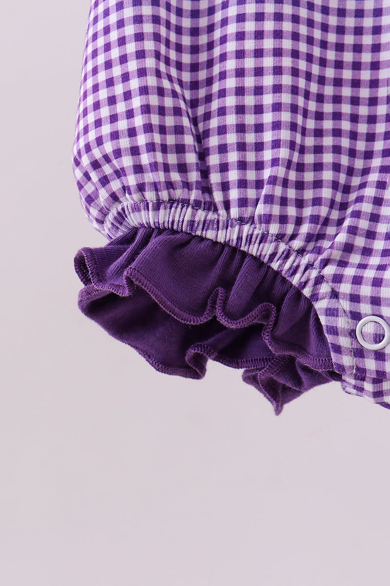 Barboteuse à volants vichy avec broderie Tigre LSU violette de qualité supérieure