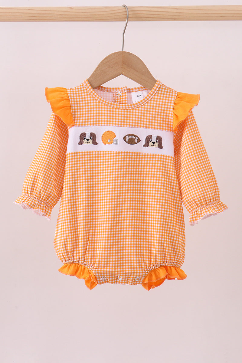 Bulle brodée froufrous vichy chiot football Orange Tennessee de qualité supérieure