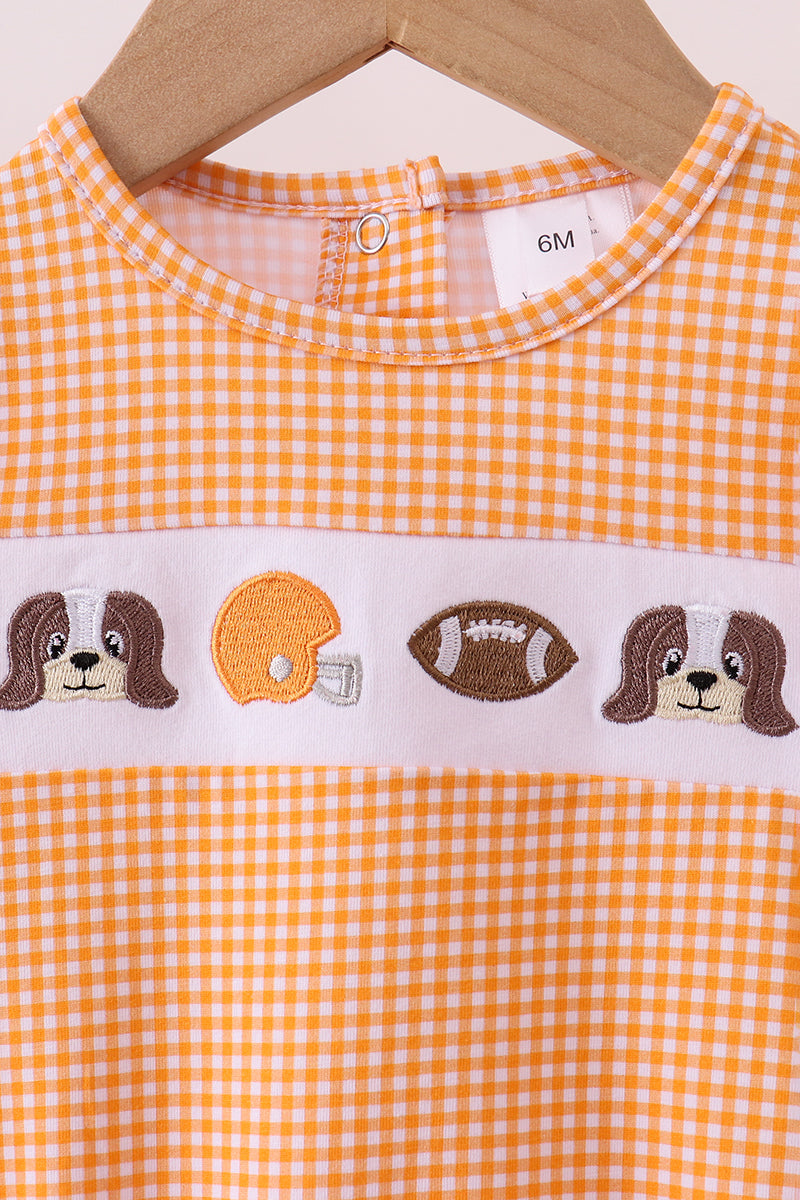 Bulle brodée froufrous vichy chiot football Orange Tennessee de qualité supérieure