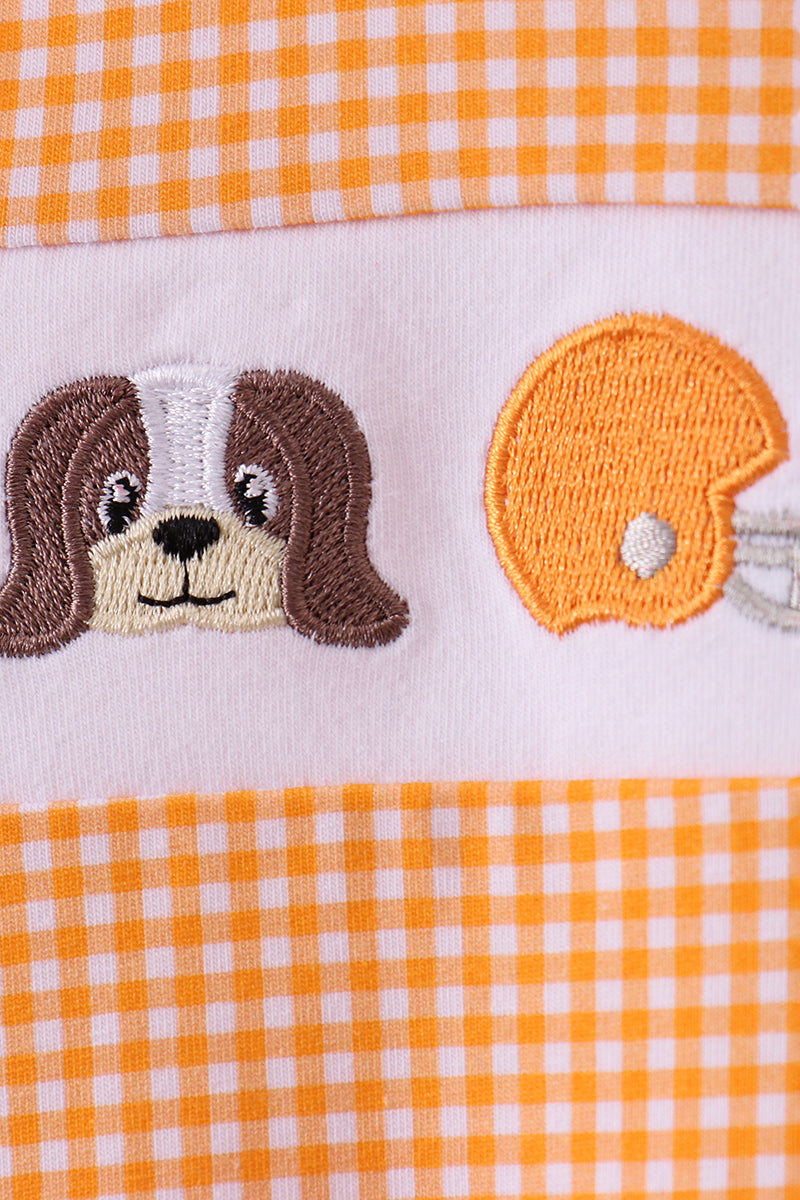 Bulle brodée froufrous vichy chiot football Orange Tennessee de qualité supérieure