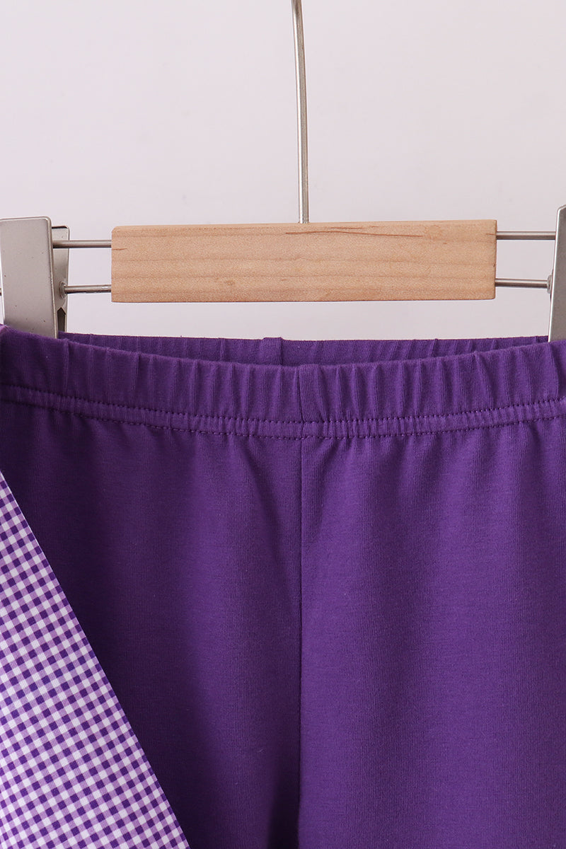 Ensemble pantalon à volants en vichy brodé tigre de la LSU violet premium