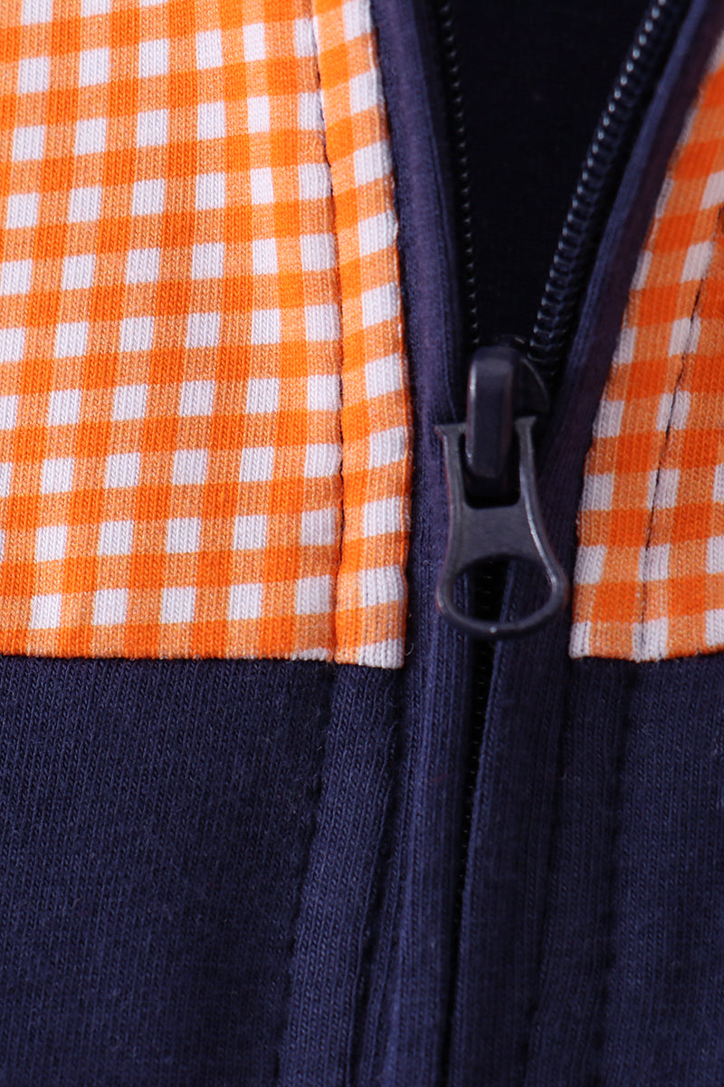 Haut à volants avec broderie Auburn bleu marine premium
