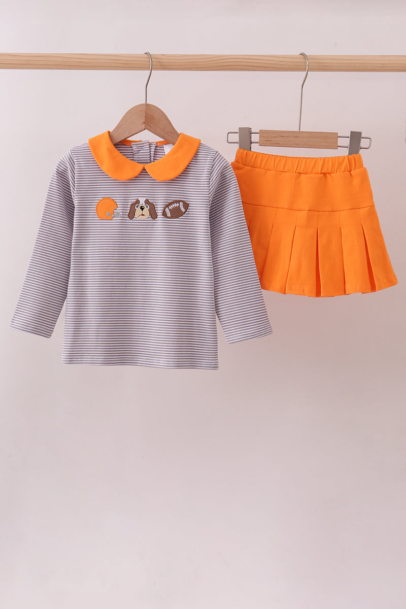 Ensemble de jupes-culottes brodées de football rayées Orange Tennessee de qualité supérieure