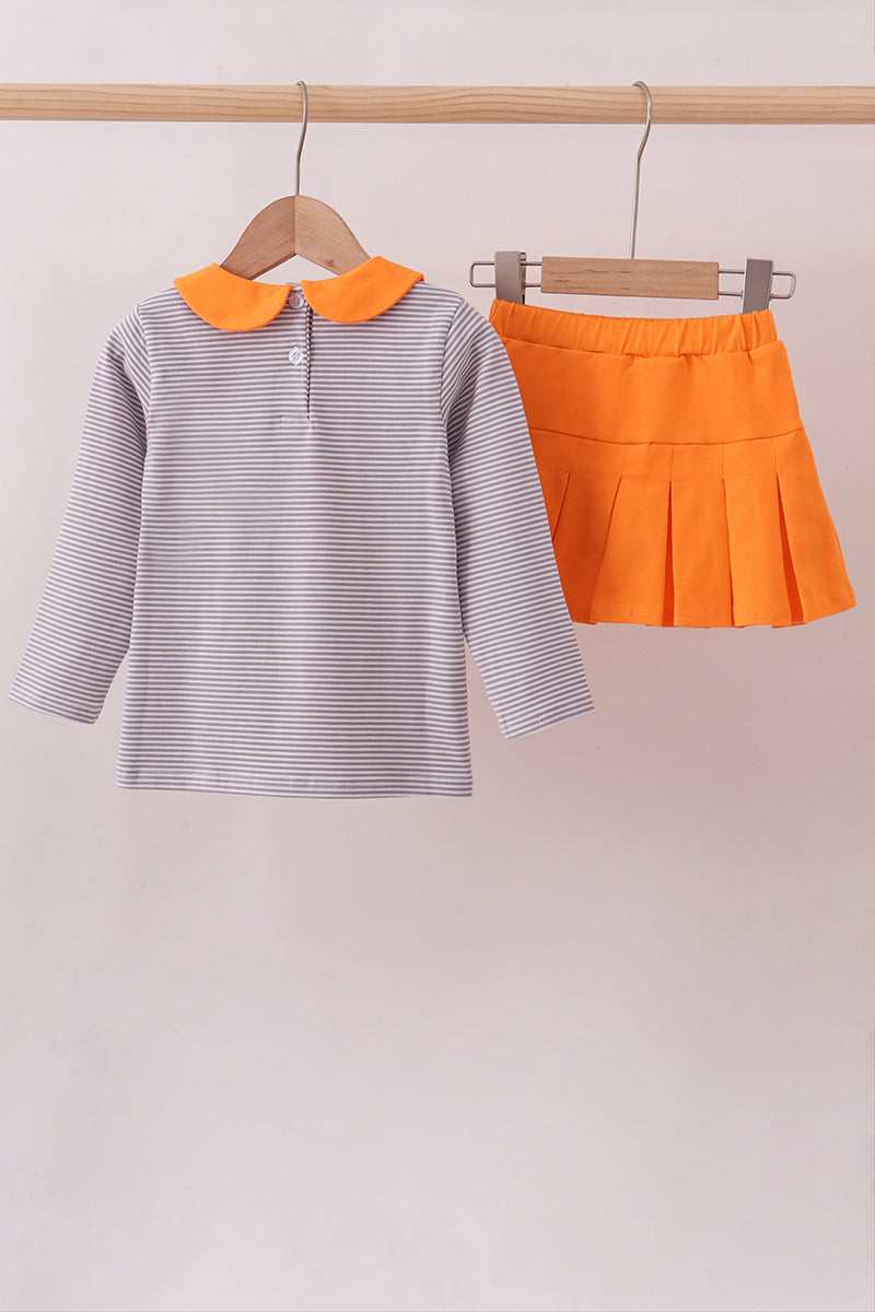 Ensemble de jupes-culottes brodées de football rayées Orange Tennessee de qualité supérieure
