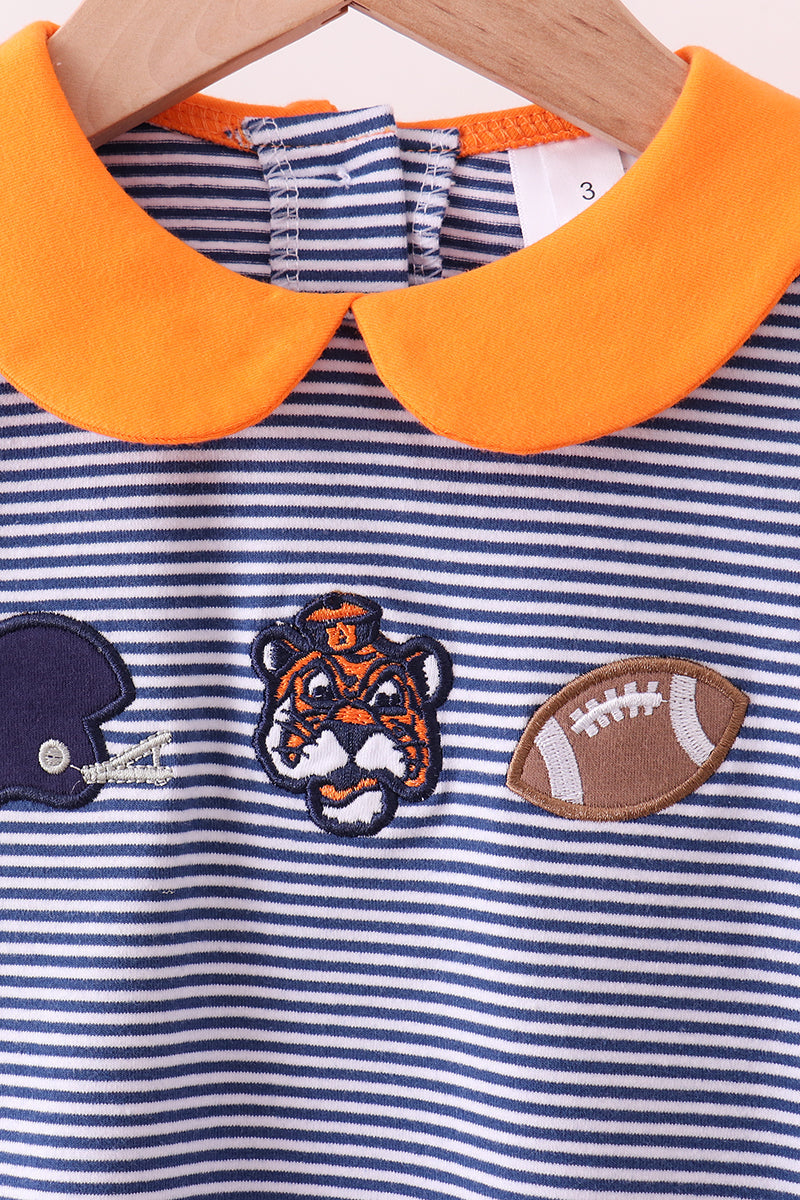 Ensemble skort de football brodé à rayures Clemson orange premium