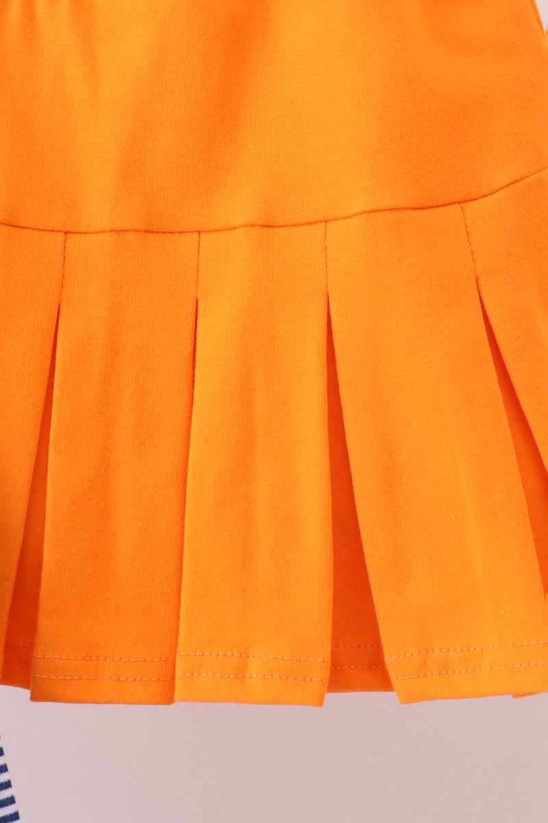 Ensemble skort de football brodé à rayures Clemson orange premium