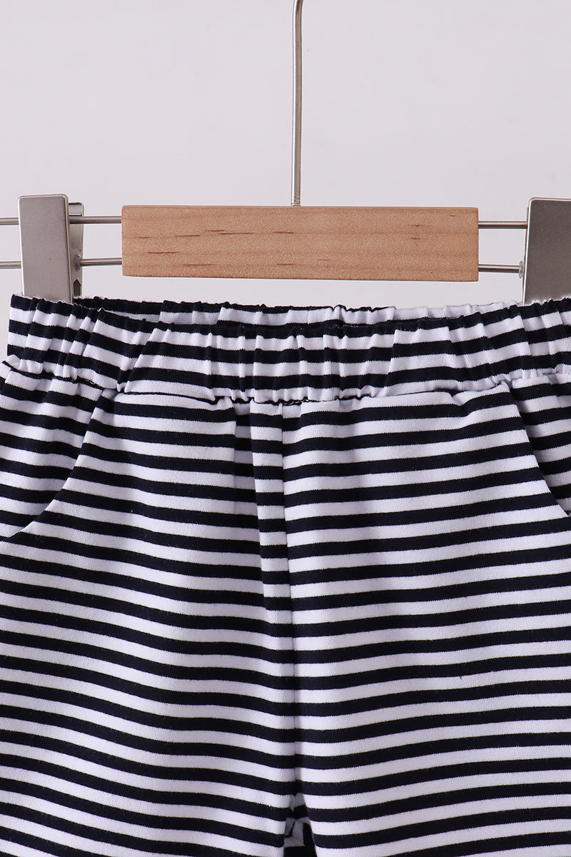 Shorts rayés bleu marine et blanc de qualité supérieure