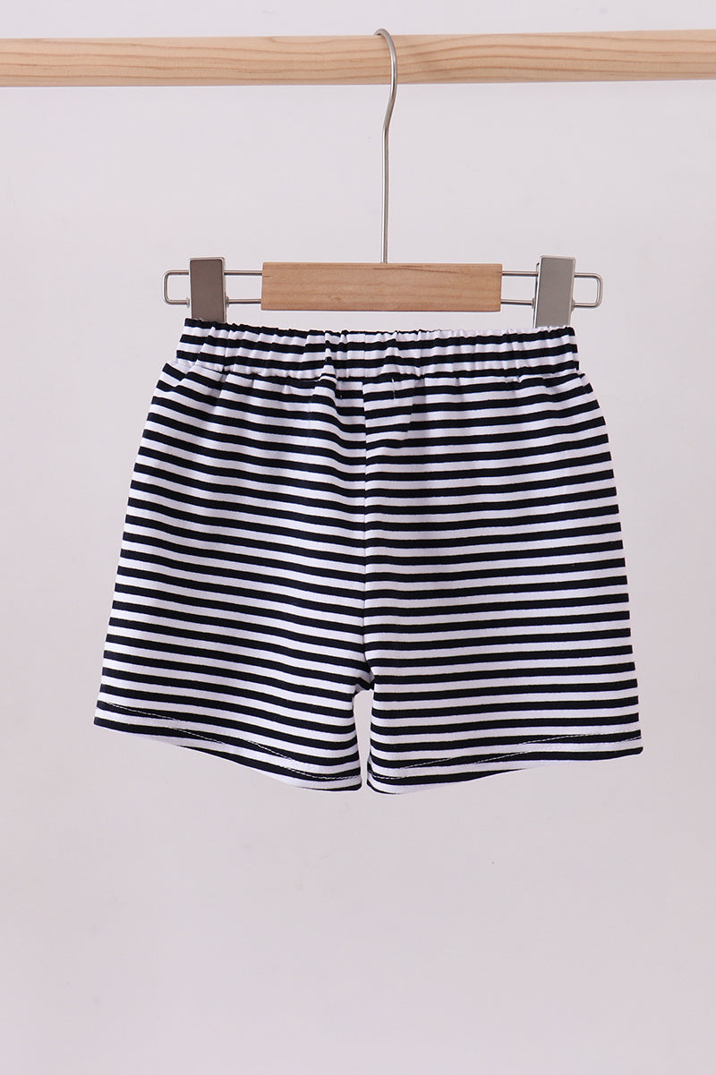 Shorts rayés bleu marine et blanc de qualité supérieure