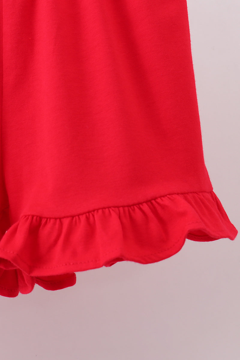 Ensemble short à volants rose avec nœud et rayures de baseball
