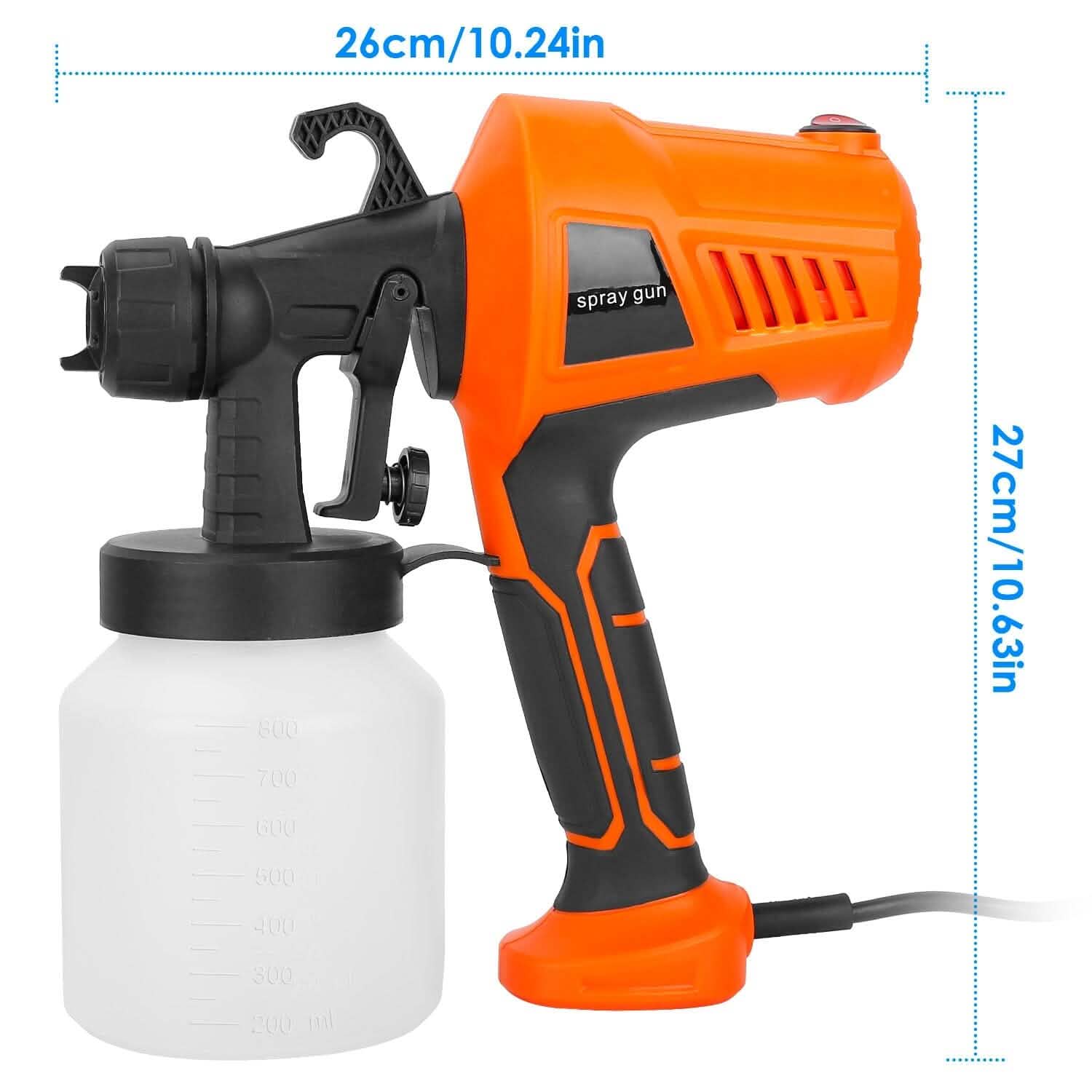 Pistolet à peinture électrique 700 W portable avec 3 modes de pulvérisation, 800 ml