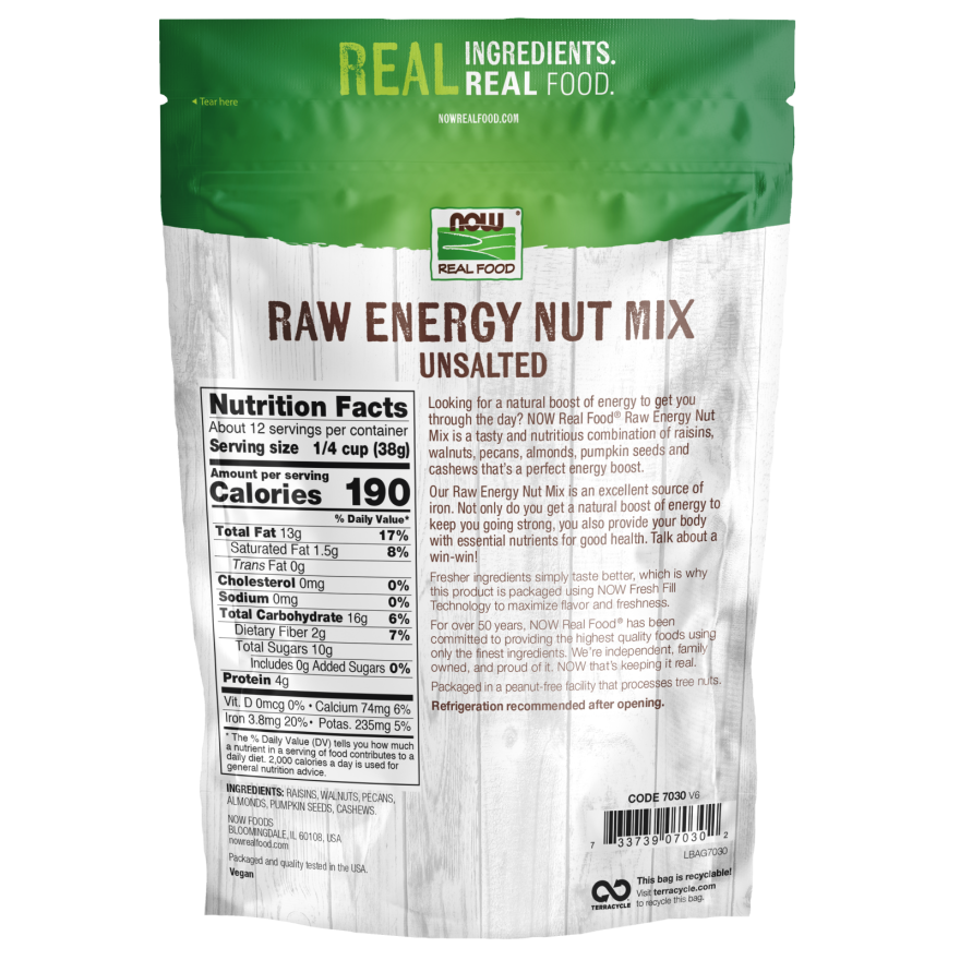 Now Real Food Mélange de noix énergisant cru 454g - 7030