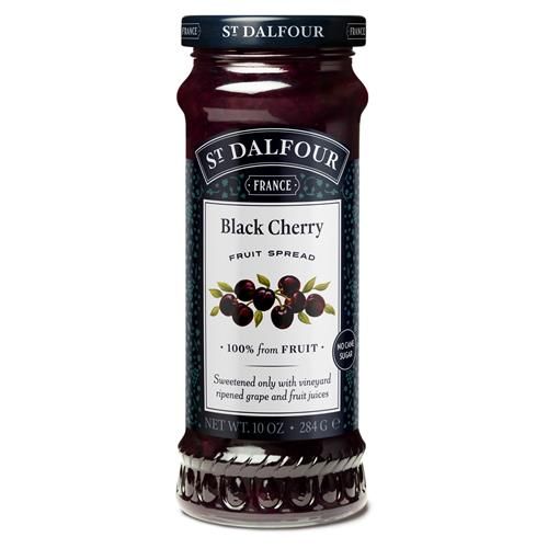 Confiture de cerises noires St. Dalfour - 280g - 100% fruits, sans ingrédients artificiels, sans OGM, sans sucres de canne, entièrement naturelle, fabriquée en France