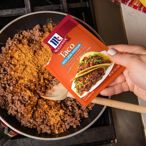 Mélange d'assaisonnement pour tacos McCormick, 30 % moins de sodium, sans glutamate monosodique ajouté, sans arômes artificiels, pour tacos, nachos, fajitas et plus, 28 g