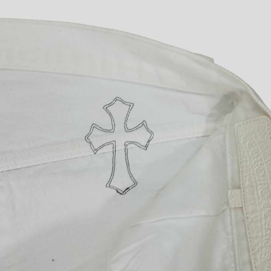 Jean Chrome Hearts Levis Cross Patch Blanc / Léopard