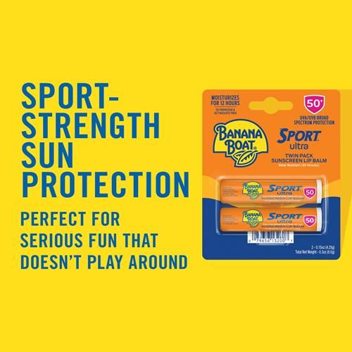 Banana Boat Sport Ultra Spf 50 Écran Solaire pour Lèvres Lot de 2 | Baume à Lèvres Spf, Écran Solaire Banana Boat pour Lèvres, Essentiels Plage, Nécessités Plage, Essentiels Été, Soin Solaire, Écran Solaire pour Lèvres, Lot Double