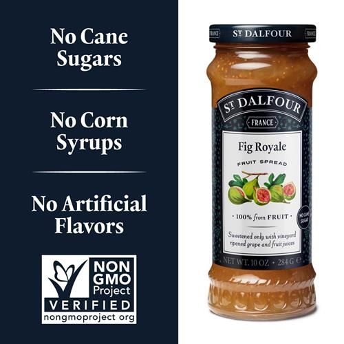 Confiture de figues St. Dalfour Fig Royale - 284g - 100% issue de fruits, sans ingrédients artificiels, sans OGM, sans sucres de canne, entièrement naturelle, fabriquée en France
