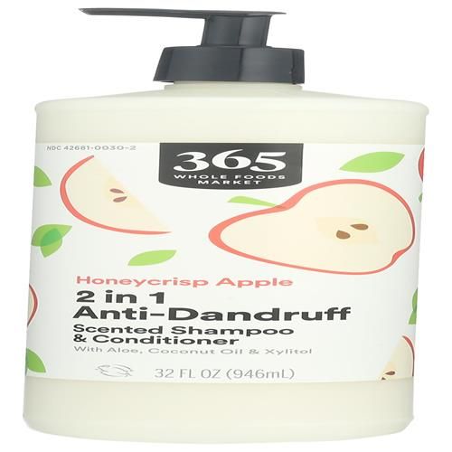 Shampooing et revitalisant antipelliculaire 2-en-1 Whole Foods Market, pomme Honeycrisp, 946 ml