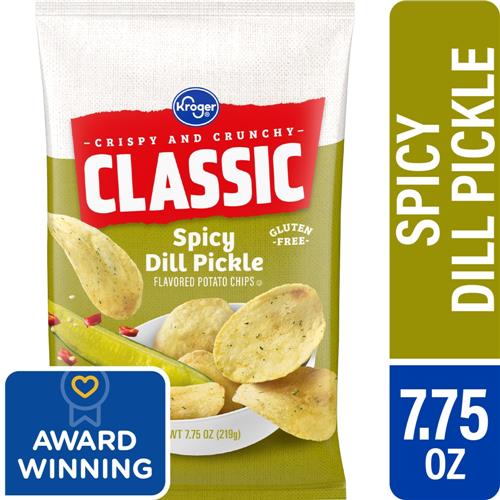 Croustilles de pommes de terre Kroger aux cornichons aneth épicés 219 g