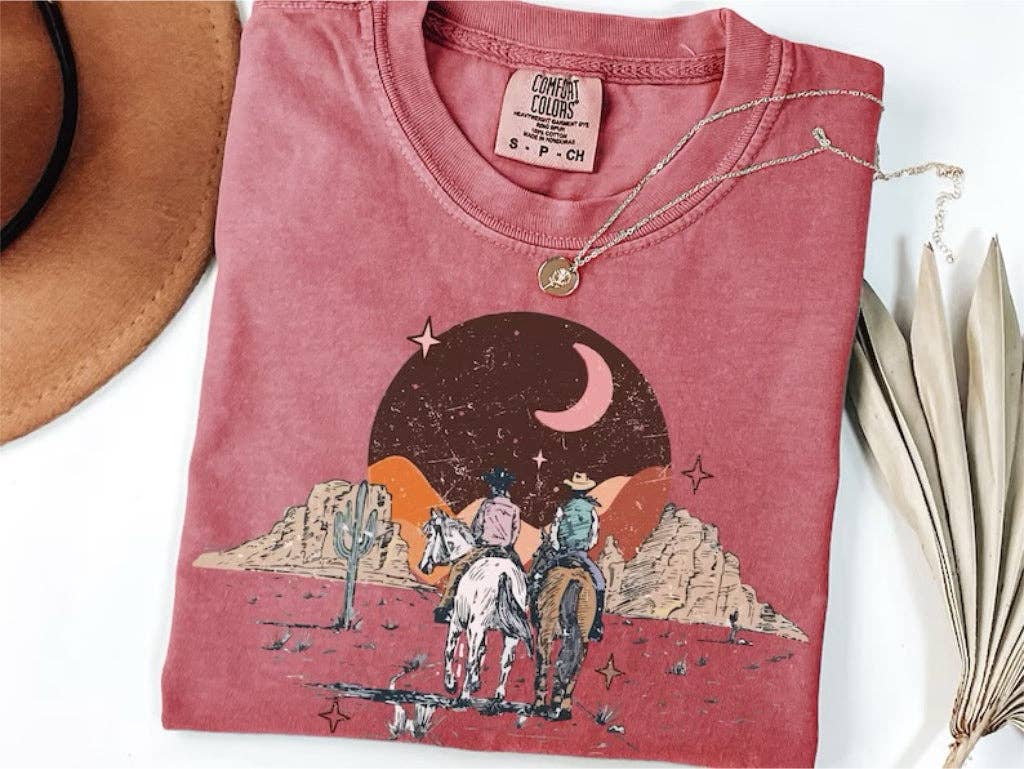 T-shirt graphique western bohème vintage