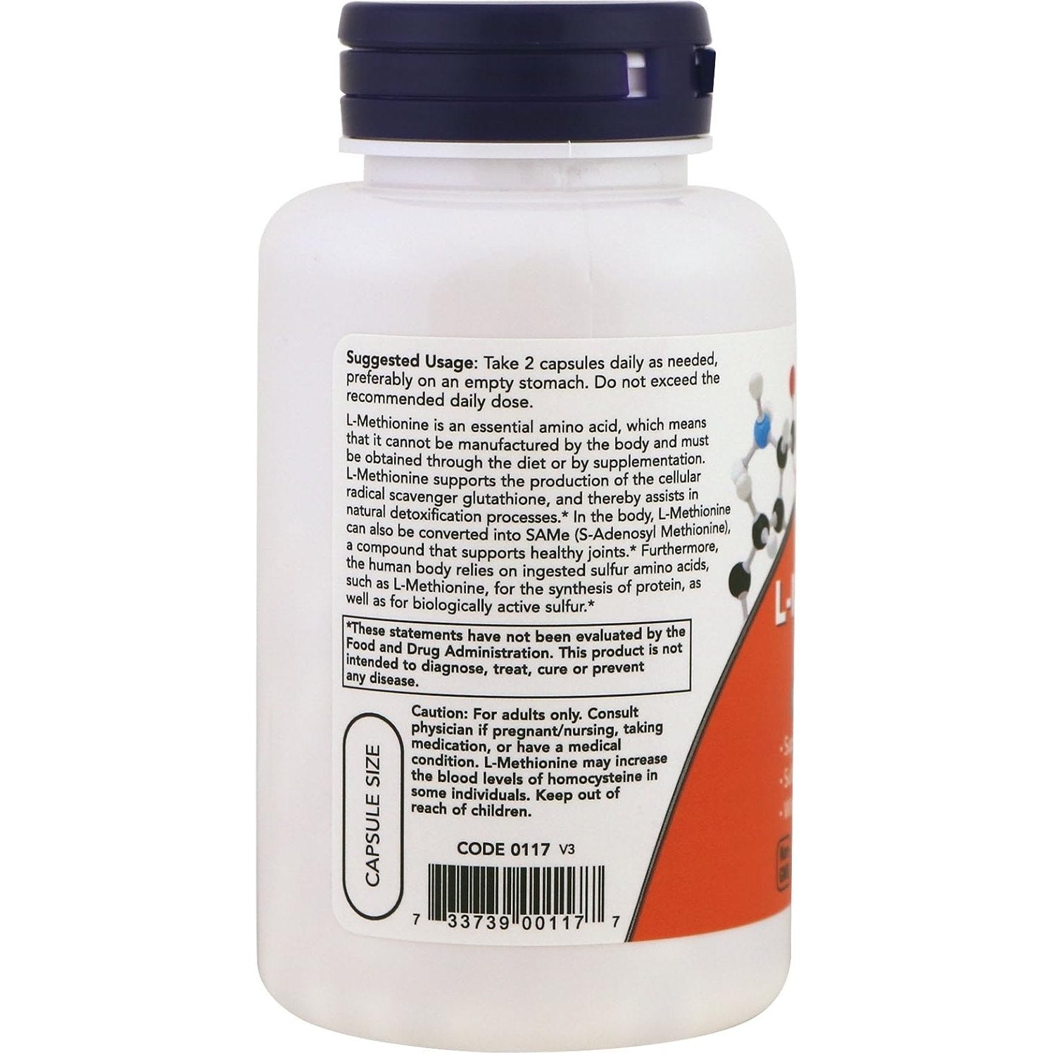 Now Foods L-Méthionine 500 mg 100 Gélules - 0117 - Lot de 2