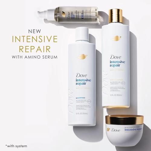 Dove Shampoo Réparation Intensive Pour Cheveux Abîmés Avec Technologie Bio-Protein Care Et Sérum Amino 12 Fl Oz