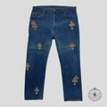 Jean Chrome Hearts Levis à patchs croix