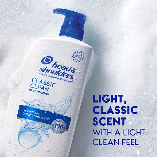 Shampooing antipelliculaire Head & Shoulders, Traitement antipelliculaire, Classic Clean pour usage quotidien, Sans parabènes, 835 ml