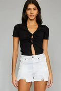 Shorts en jean Kancan taille haute effiloché
