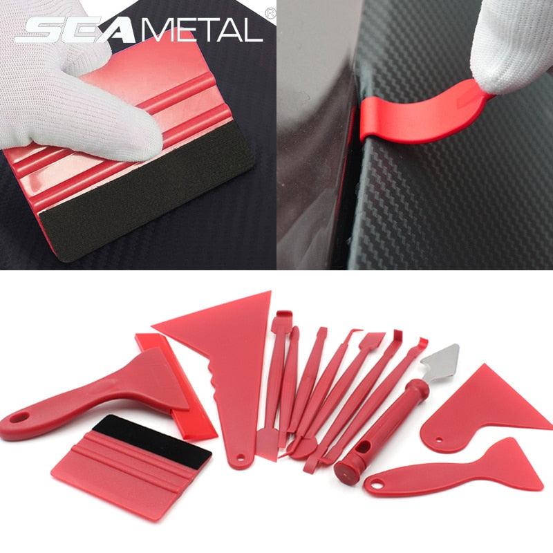 7/13pcs Outils d'Emballage de Film Vinyle de Voiture Kit Raclette de Film Autocollant de Voiture Kit de Raclette en Feutre de Voiture Couteau Décalque Plaste Accessoires