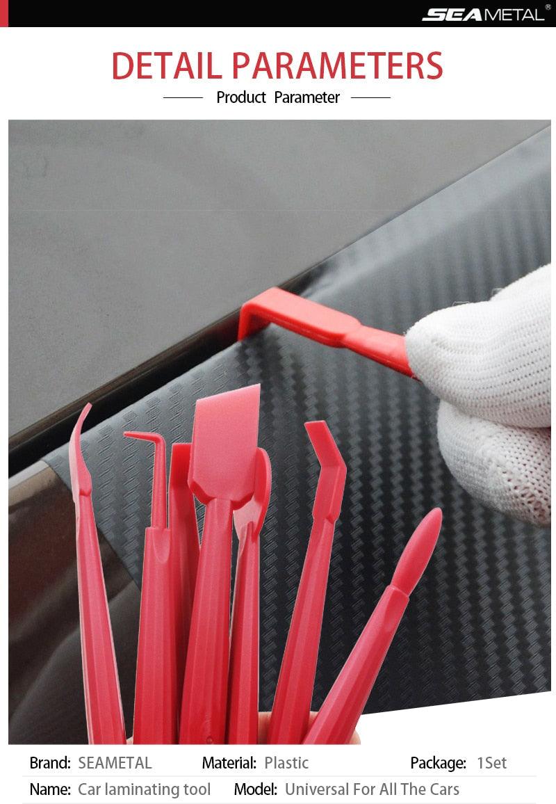 7/13pcs Outils d'Emballage de Film Vinyle de Voiture Kit Raclette de Film Autocollant de Voiture Kit de Raclette en Feutre de Voiture Couteau Décalque Plaste Accessoires