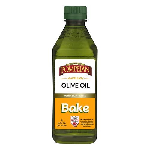 Pompeian Made Easy Huile d'Olive de Cuisson, Goût Ultra Léger, Parfait pour les Aliments Cuisinés Tels que les Brownies et les Gâteaux, Certifié par l'American Heart Association, Non-Allergène, Non-OGM, 473 ml (Paquet de 1) - Pa