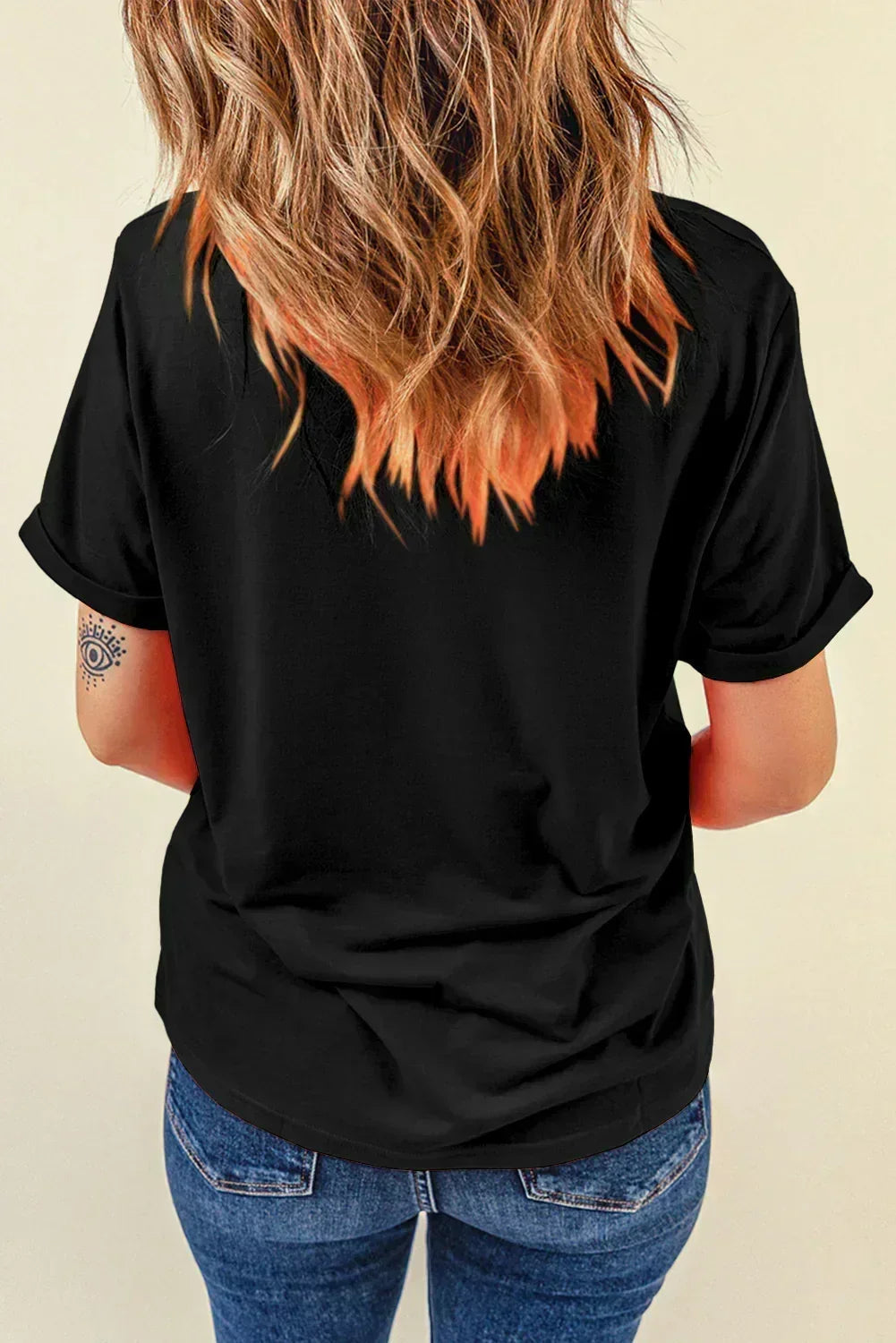 T-shirt graphique étoiles drapeau américain à paillettes noires