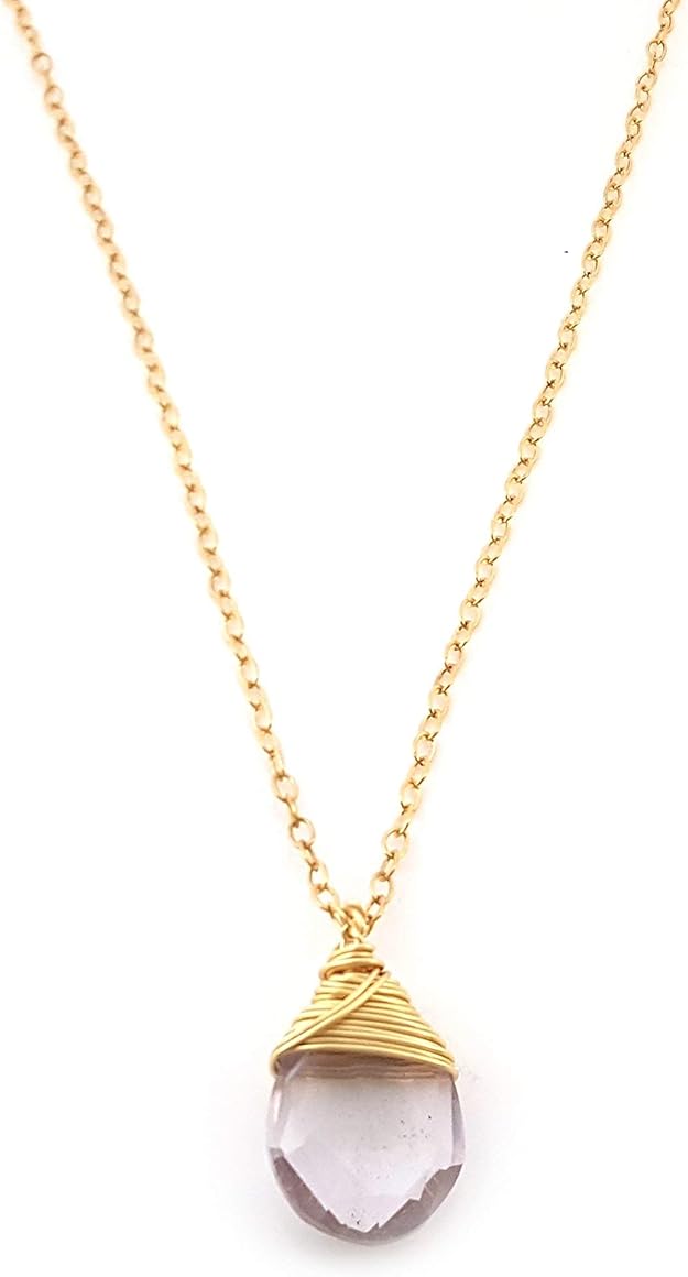 Collier Améthyste Claire Pierre de Naissance de Juin – Pendentif en Or Rempli 14 carats – Bijoux en Pierre Précieuse – Cadeau pour Femme