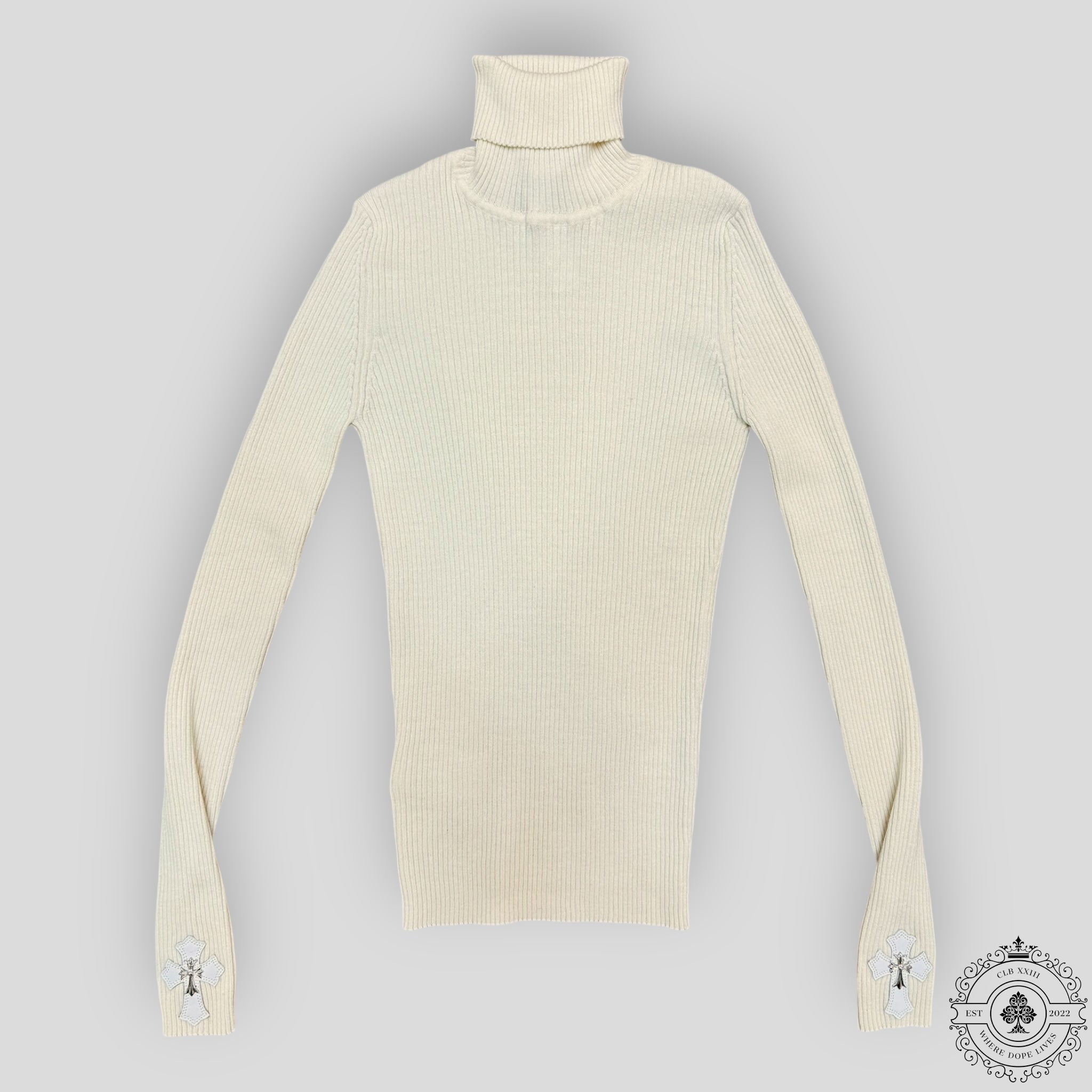 Pull à manches longues en cachemire Chrome Hearts, coloris crème
