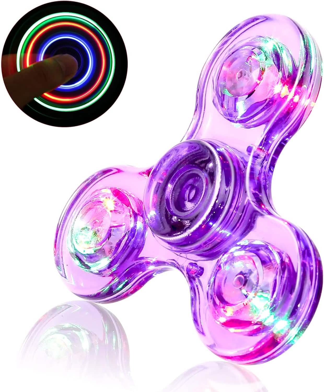 Lot de 3 : Hand Spinner LED – Jouet sensoriel lumineux qui brille dans le noir