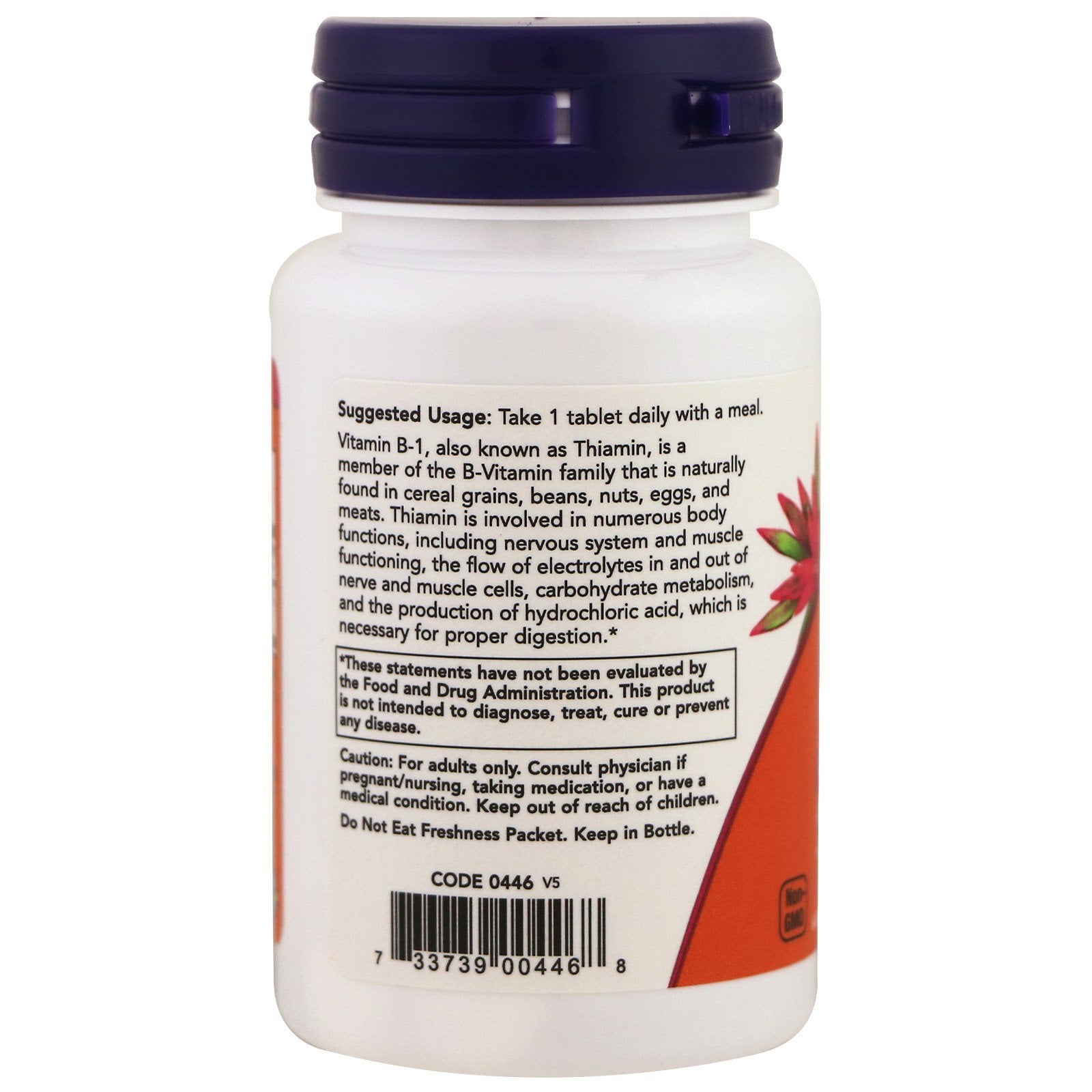 Now Foods Vitamine B-1 100 mg 100 Comprimés - 0446 - Lot de 4