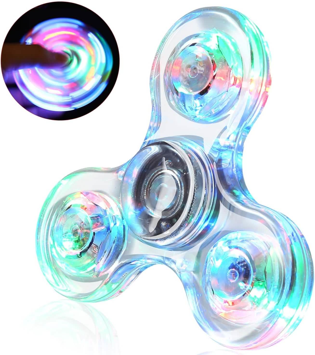 Lot de 3 : Hand Spinner LED – Jouet sensoriel lumineux qui brille dans le noir