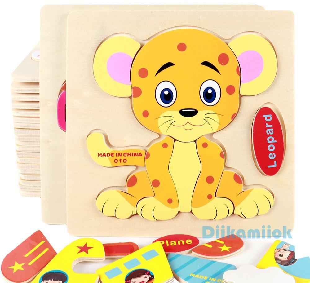 Puzzles 3D en bois Stevvex modernes et intéressants pour l'apprentissage des bébés, puzzles d'animaux de dessin animé et de fruits pour enfants, jouet éducatif intelligent pour enfants