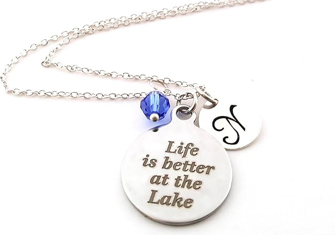 Collier « La vie est meilleure au bord du lac » - Bijoux personnalisés en argent sterling