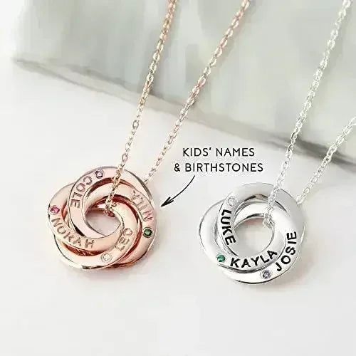 Collier Maman avec prénoms et pierres de naissance des enfants, Bijoux pierres de naissance enfants