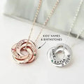 Collier Maman avec prénoms et pierres de naissance des enfants, Bijoux pierres de naissance enfants