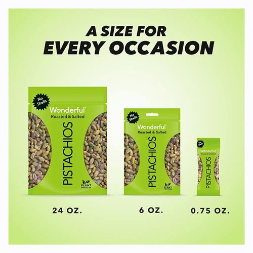 Wonderful Pistaches sans coque, noix grillées et salées, sachet refermable de 170g, en-cas protéinés, sans gluten, en-cas sains pour adultes