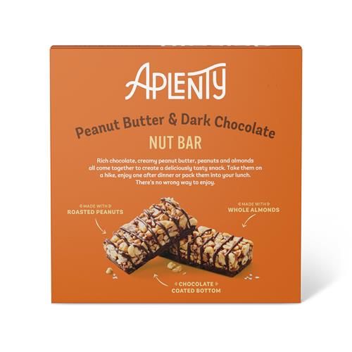 Aplenty, Barre de noix Beurre de cacahuète et chocolat noir, 6 unités